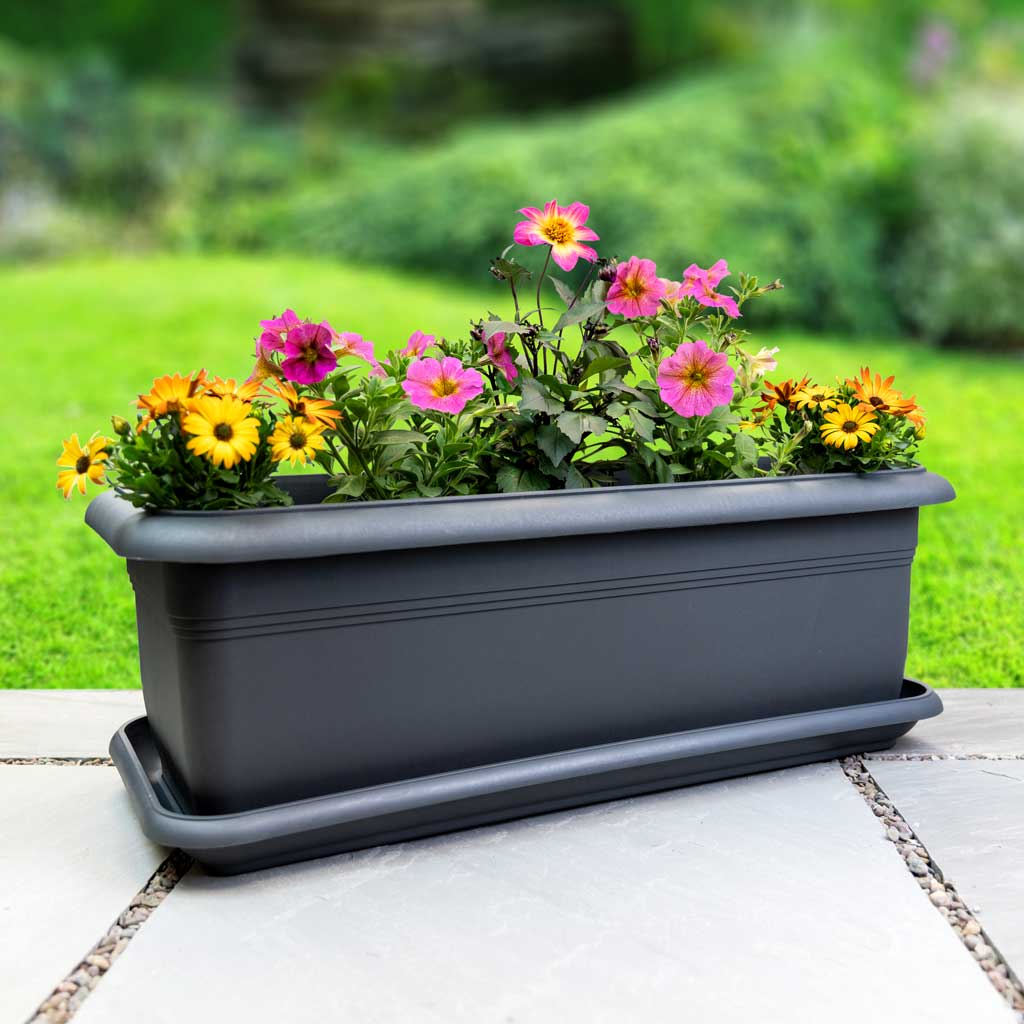 plastic wall trough planter Anthracite Trough Planter I Knowle Nets