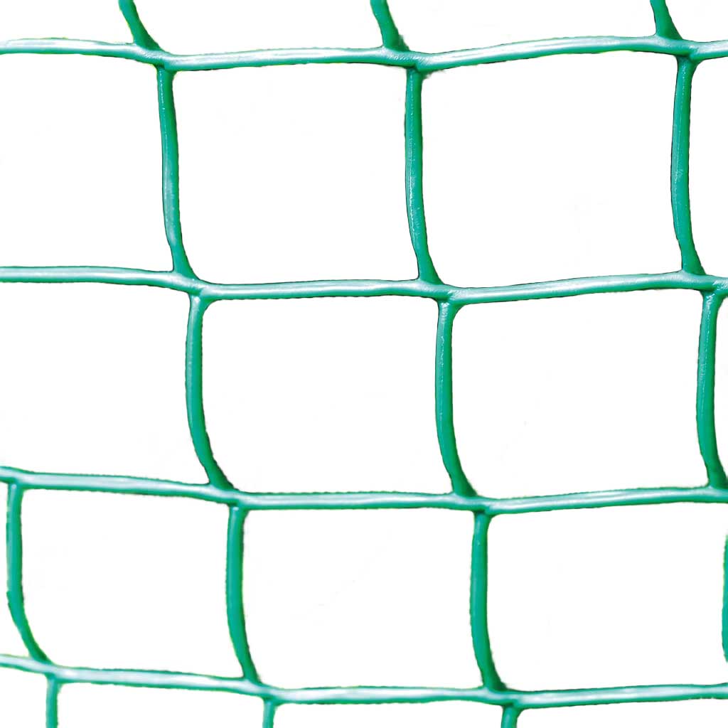 Close-up of green wire mesh on a white background