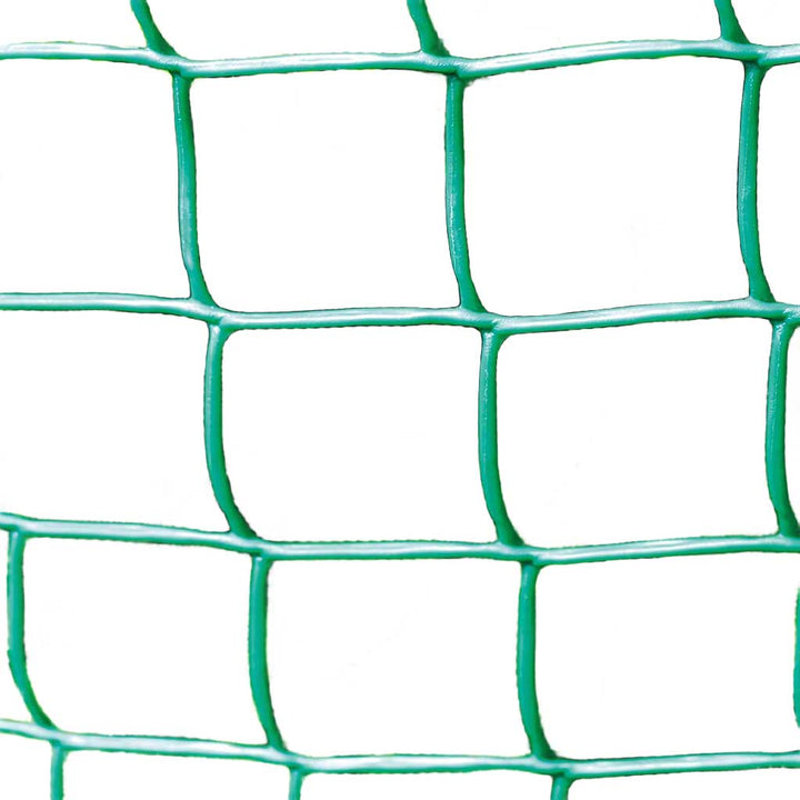 Close-up of green wire mesh on a white background