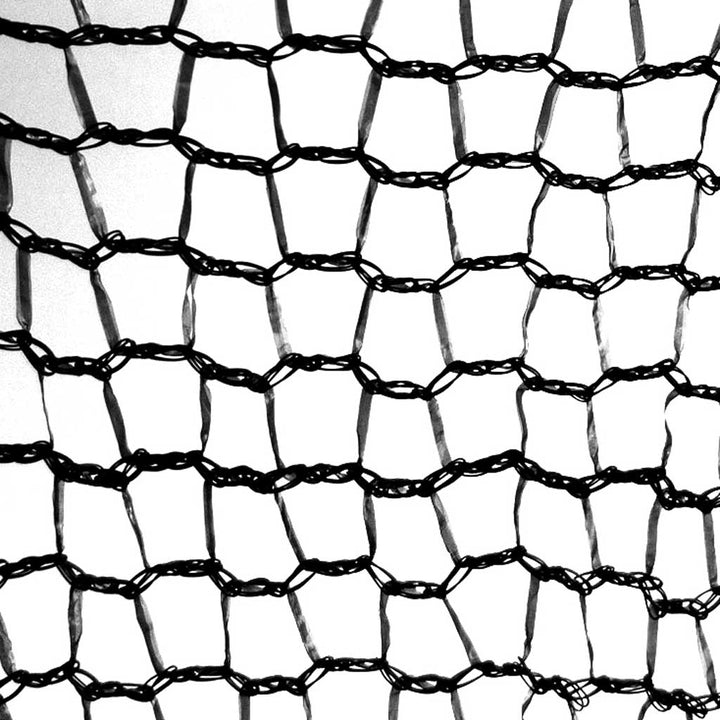 Close-up of a black chicken wire mesh on a white background