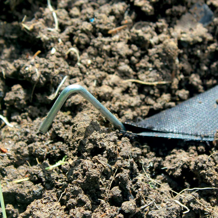 metal ground pegs in soil