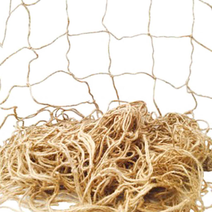 Pile of twisted jute rope on a white background
