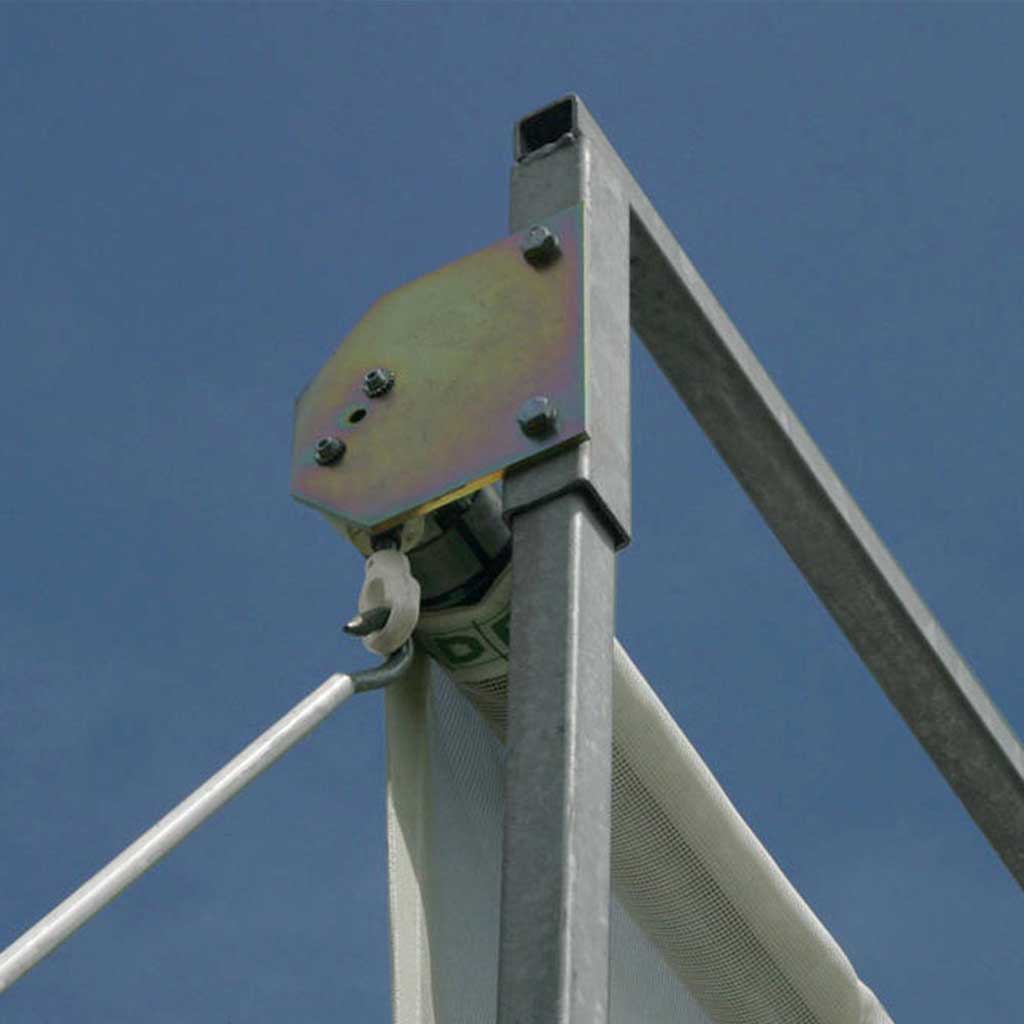 metal frame against blue background