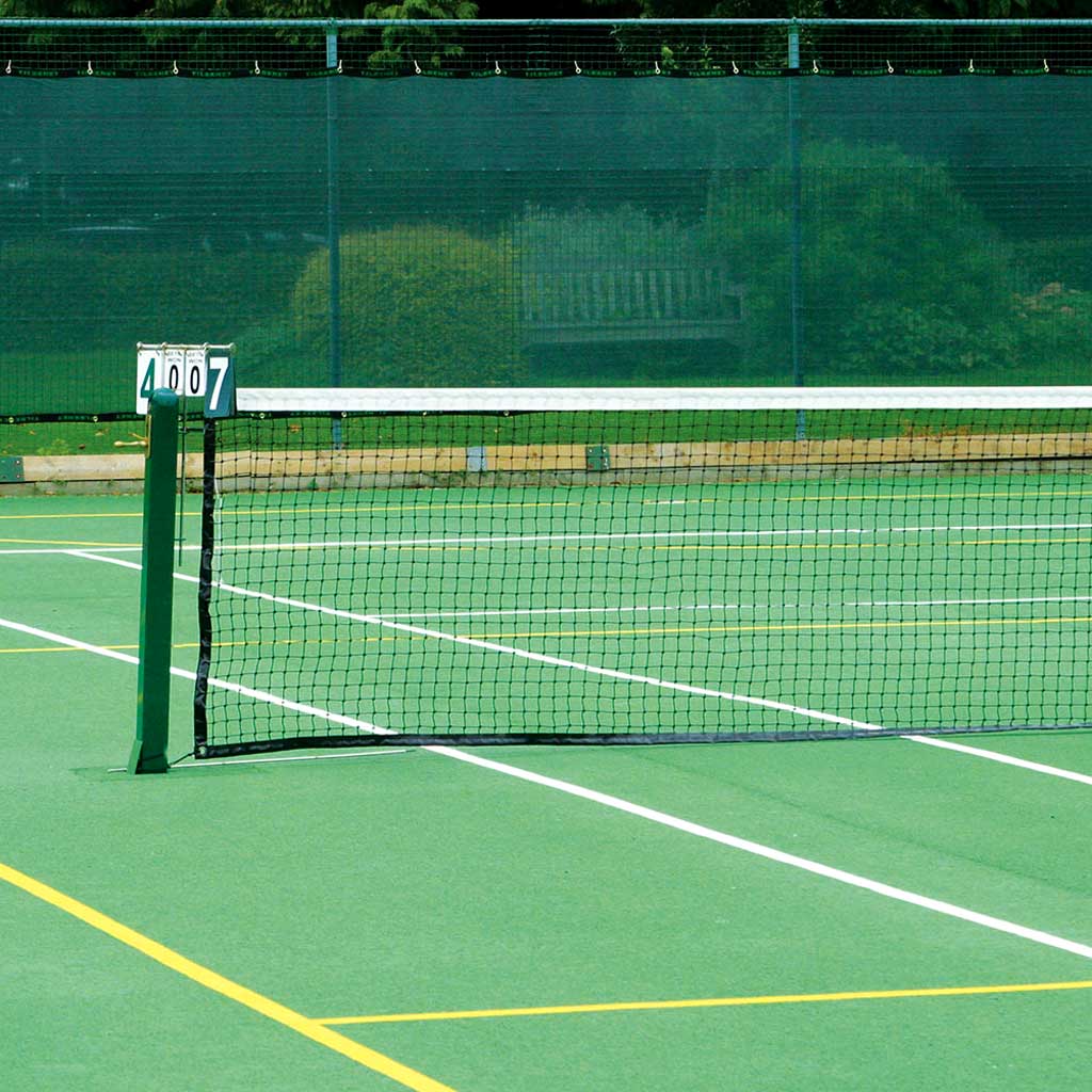tennis court with the mesh standard screen