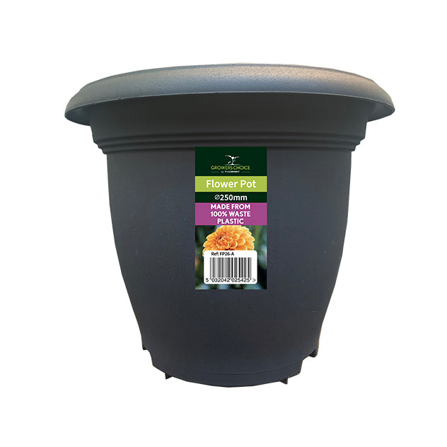 Recycled Plastic Pots & Saucers - Anthracite