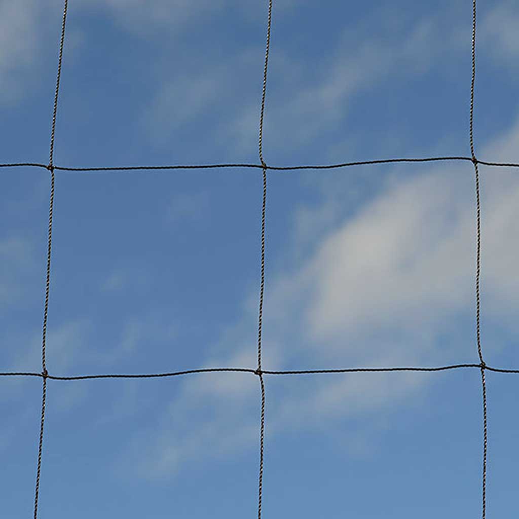 Knowle Nets -Fruit Cage Anti Pigeon Roof Net - 100mm knotted square mesh-in use CU outside 