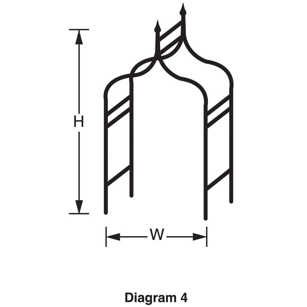Gothic Black Metal Garden Arch line drawing 