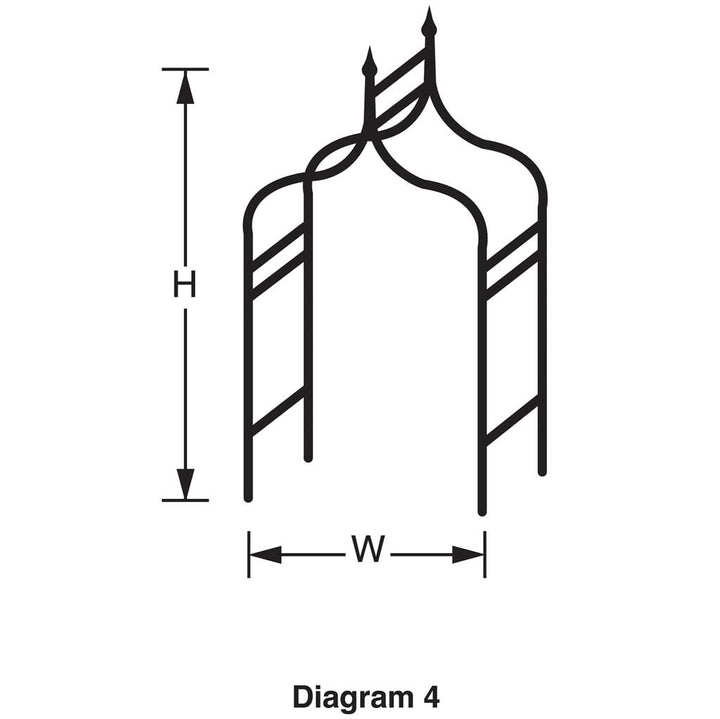 Gothic Black Metal Garden Arch line drawing 