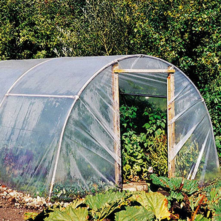 Knowle Nets -Polytunnel UV block polythene- End of tunnel in use